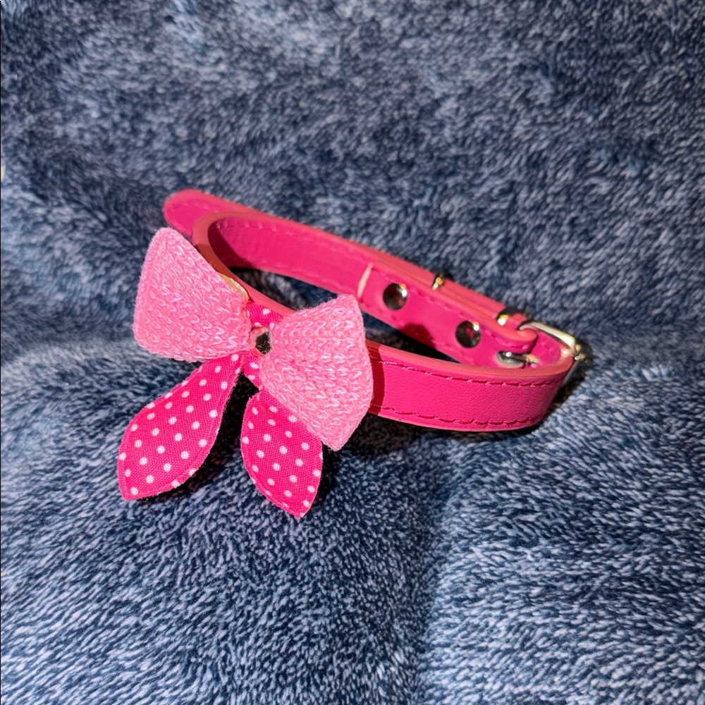 Pink Dog Collar with Bow SMALL